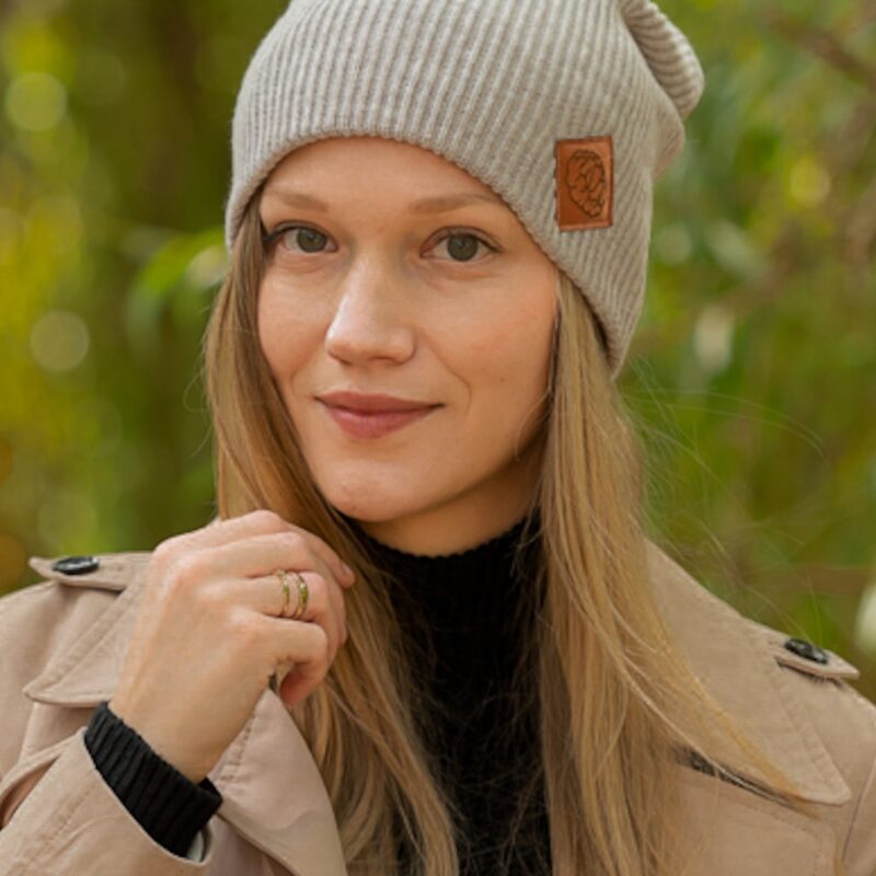 Long logo cap eco leather “Light beige”