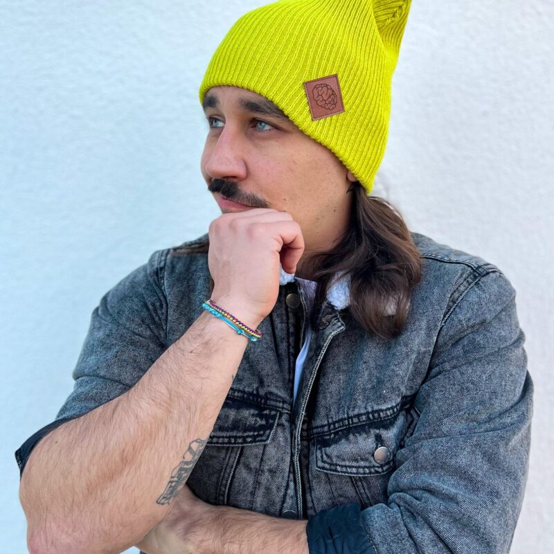 Long logo cap eco leather “Lime”