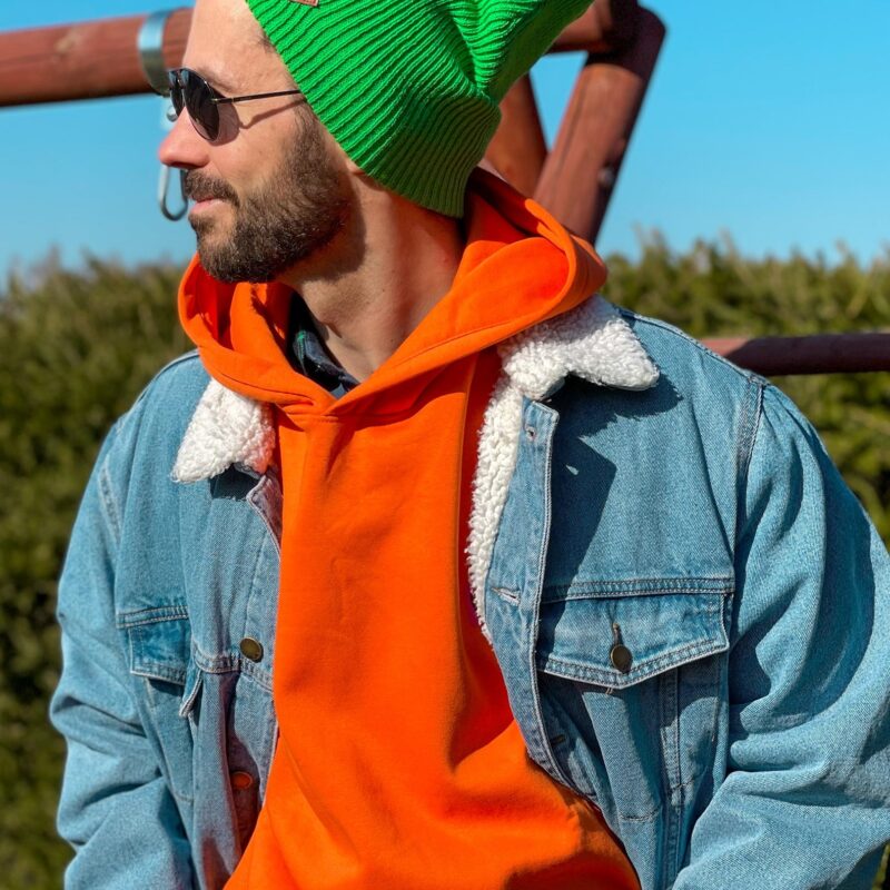 Long logo cap eco leather “Neon green”