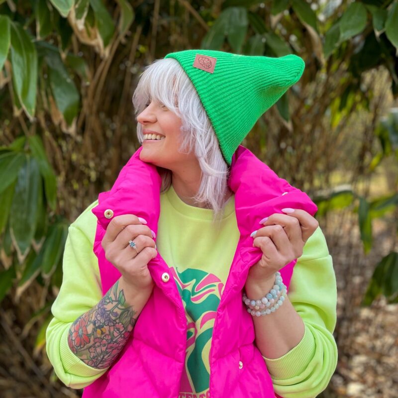 Long logo cap eco leather “Neon green”