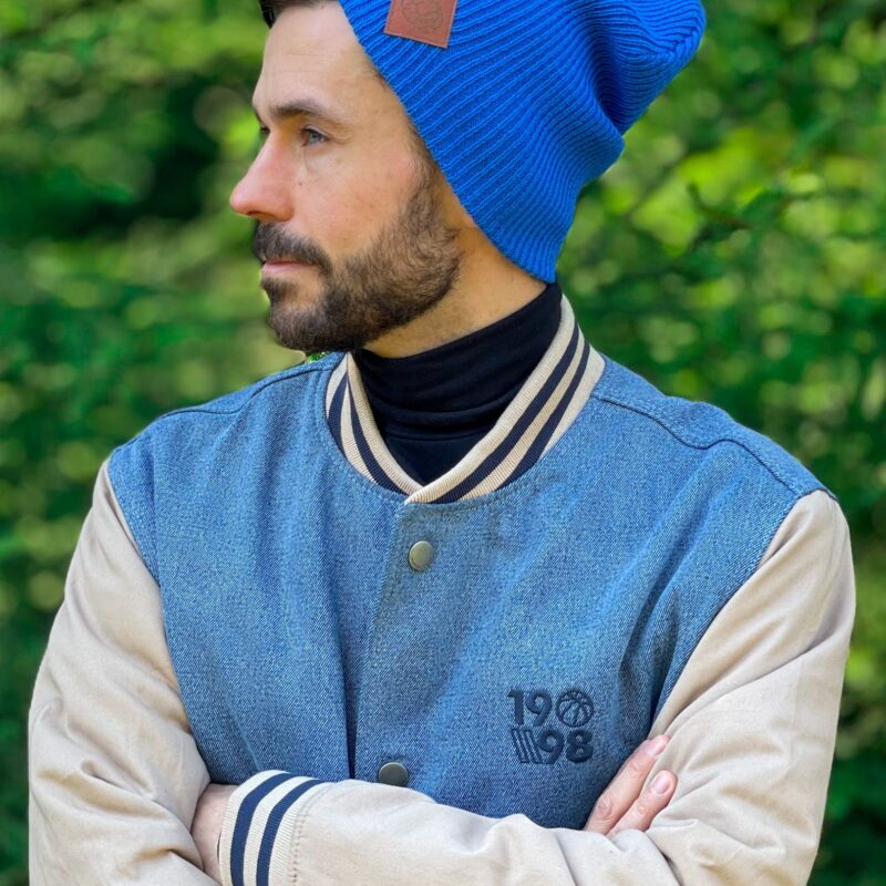Long logo cap eco leather “Blue”